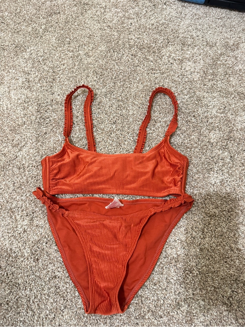 Xhilaration Ribbed Crop Top & High-Waist Bottoms in Orange